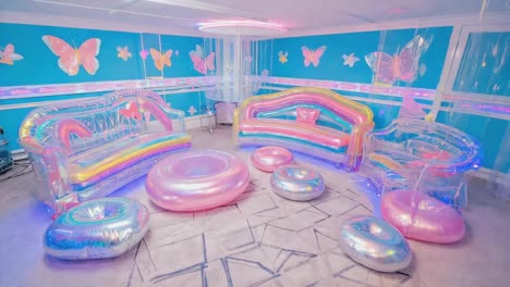 inflatable furniture room with butterfly decorations