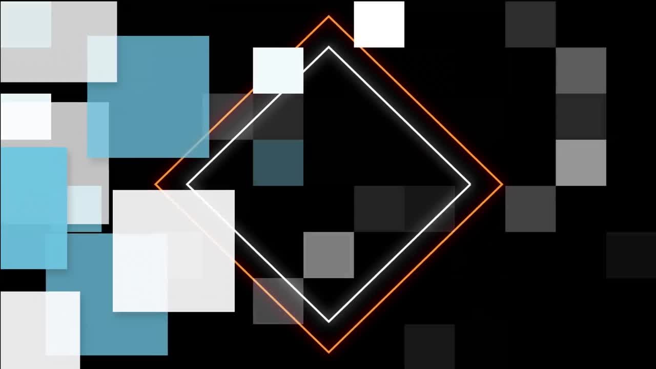 검은색 배경 위에 다채로운 기하학적 그래픽의 애니메이션