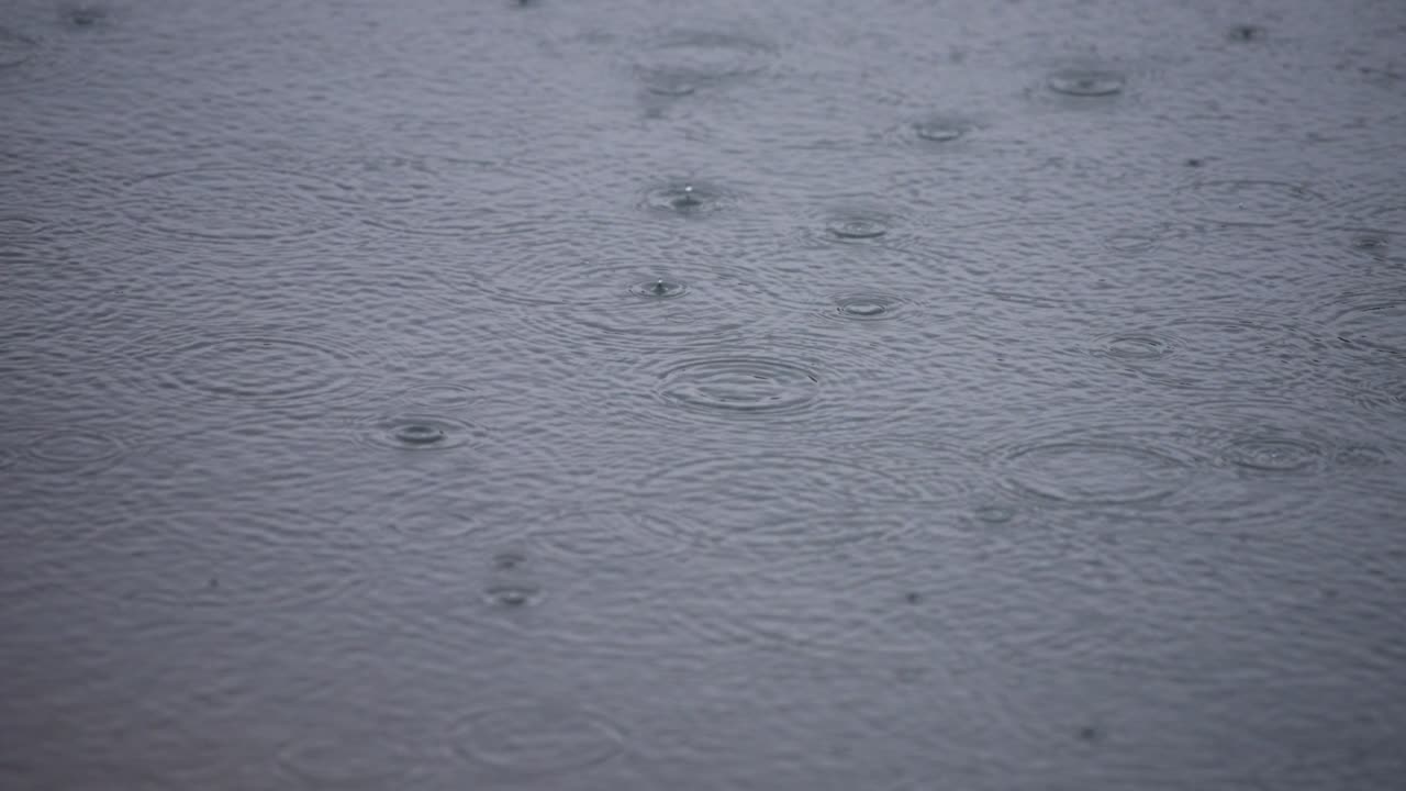 Rippled raindrops on the lake surface