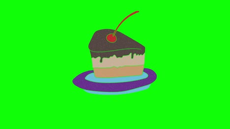 cake hand drawn green screen. floating loop animation