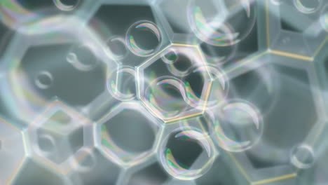 abstract iridescent bubbles and hexagonal forms