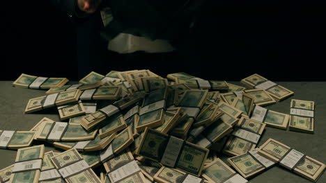 specialised police officer counting dollar banknotes in crime lab, conceptual image. high quality 4k footage