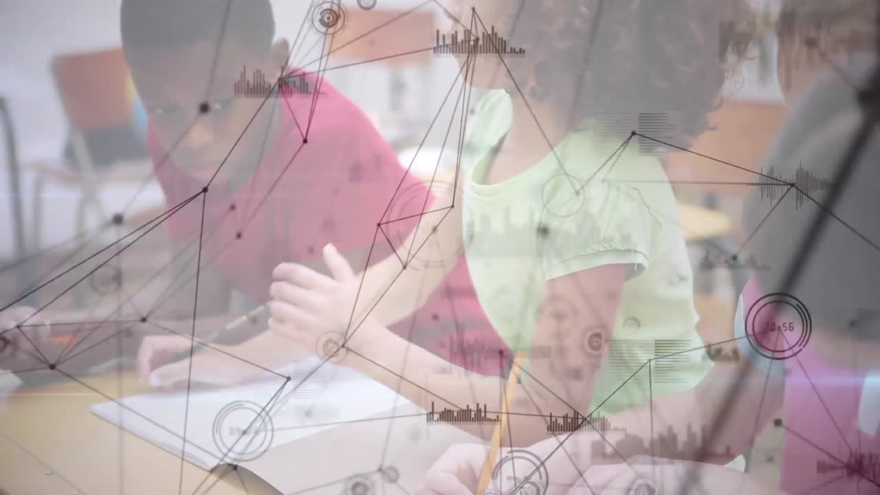 학교 아이들의 글쓰기를 통한 연결 네트워크의 애니메이션