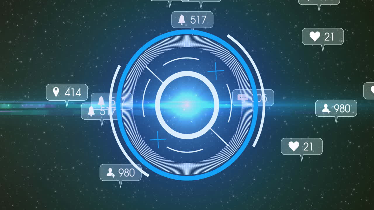 범위 스캐닝을 통해 배너에 소셜 미디어 아이콘의 애니메이션