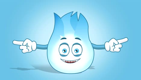 fuego de gas de dibujos animados puntero lateral doble feliz con animación de cara alfa mate