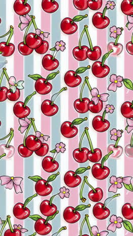 cute cherry pattern with flowers and stripes