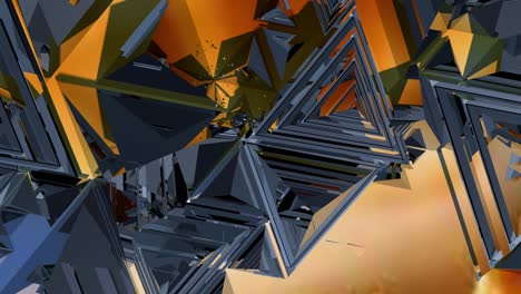 triangles and metallic pyramids making patterns.