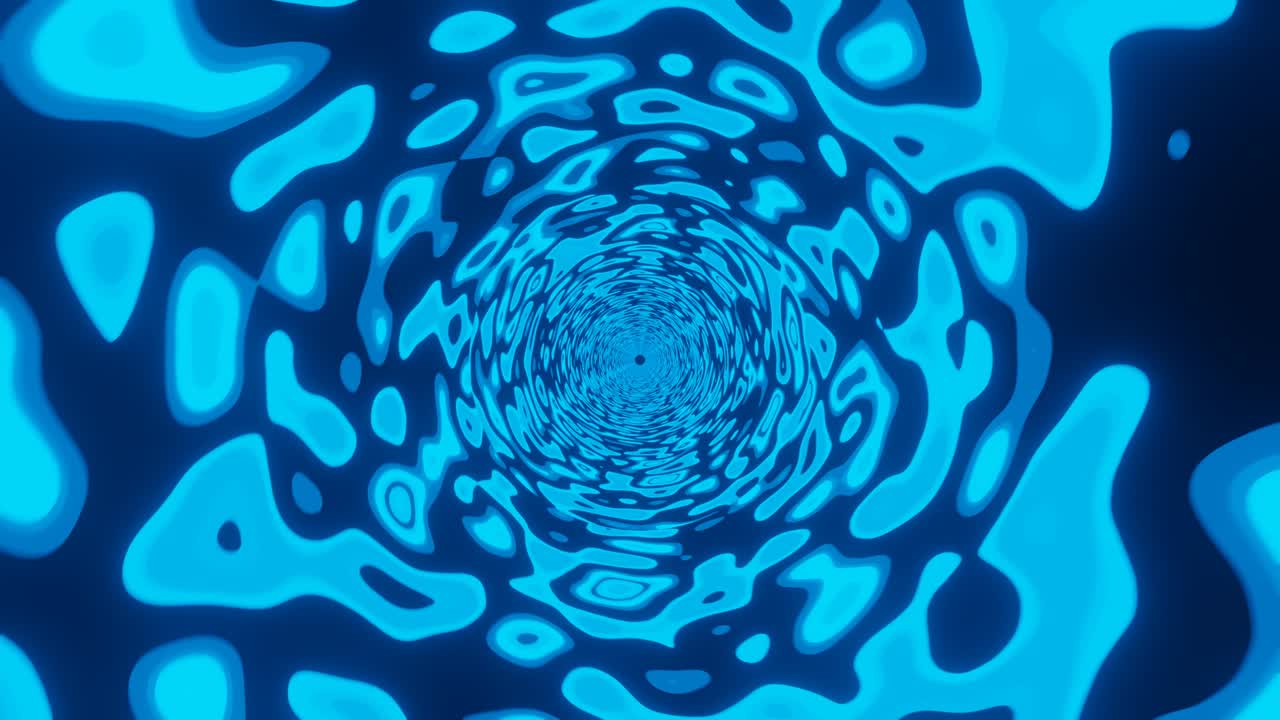líquido abstracto manchas azules brillantes en un tubo futurista. movimiento de bucle con líneas brillantes en una bucle sin costuras