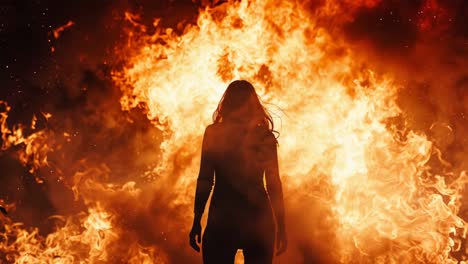 Woman Facing a Fire