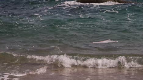 bolsa de basura a la deriva cerca de la playa con olas constantes disparar 4k asia, tailandia filmada con sony ax700