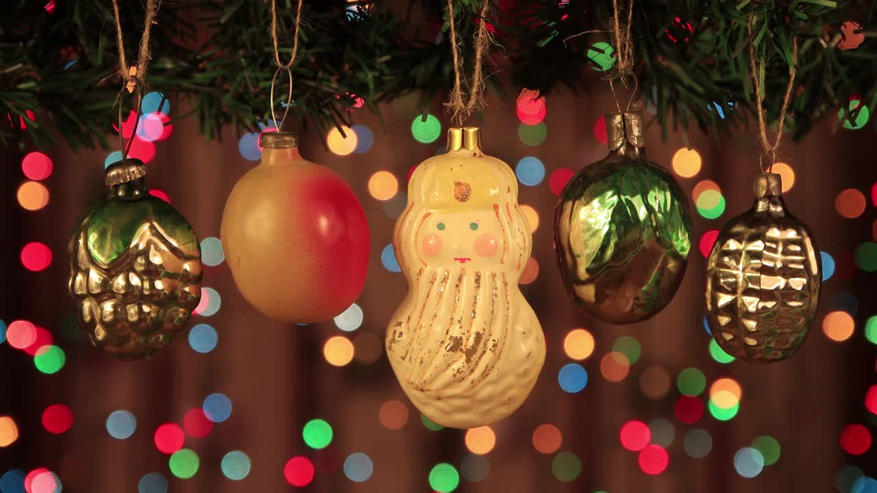 Christmas decoration - antique glass toys on the tree.
