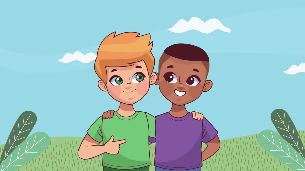 personajes de niños interraciales lindos