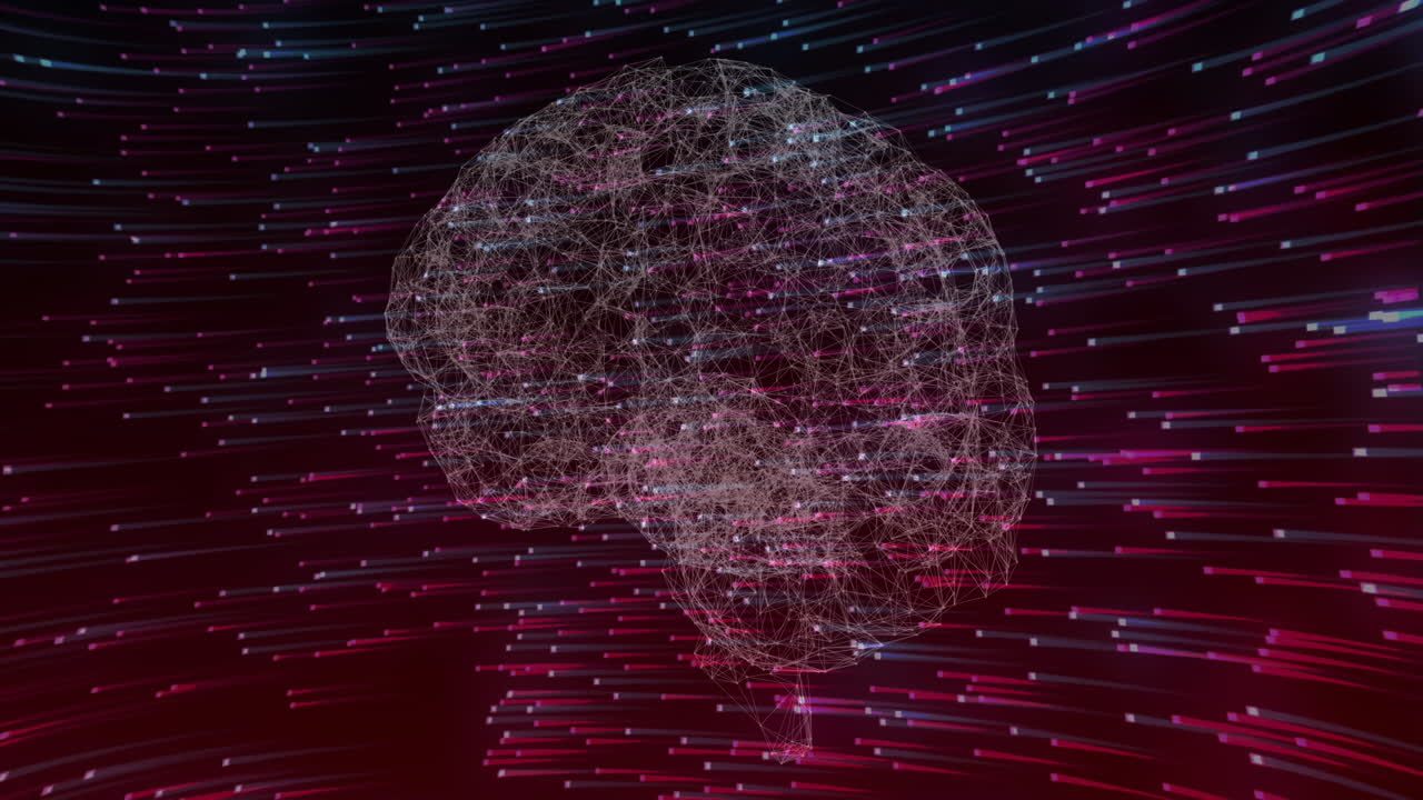 Animation of brain and shapes on black background