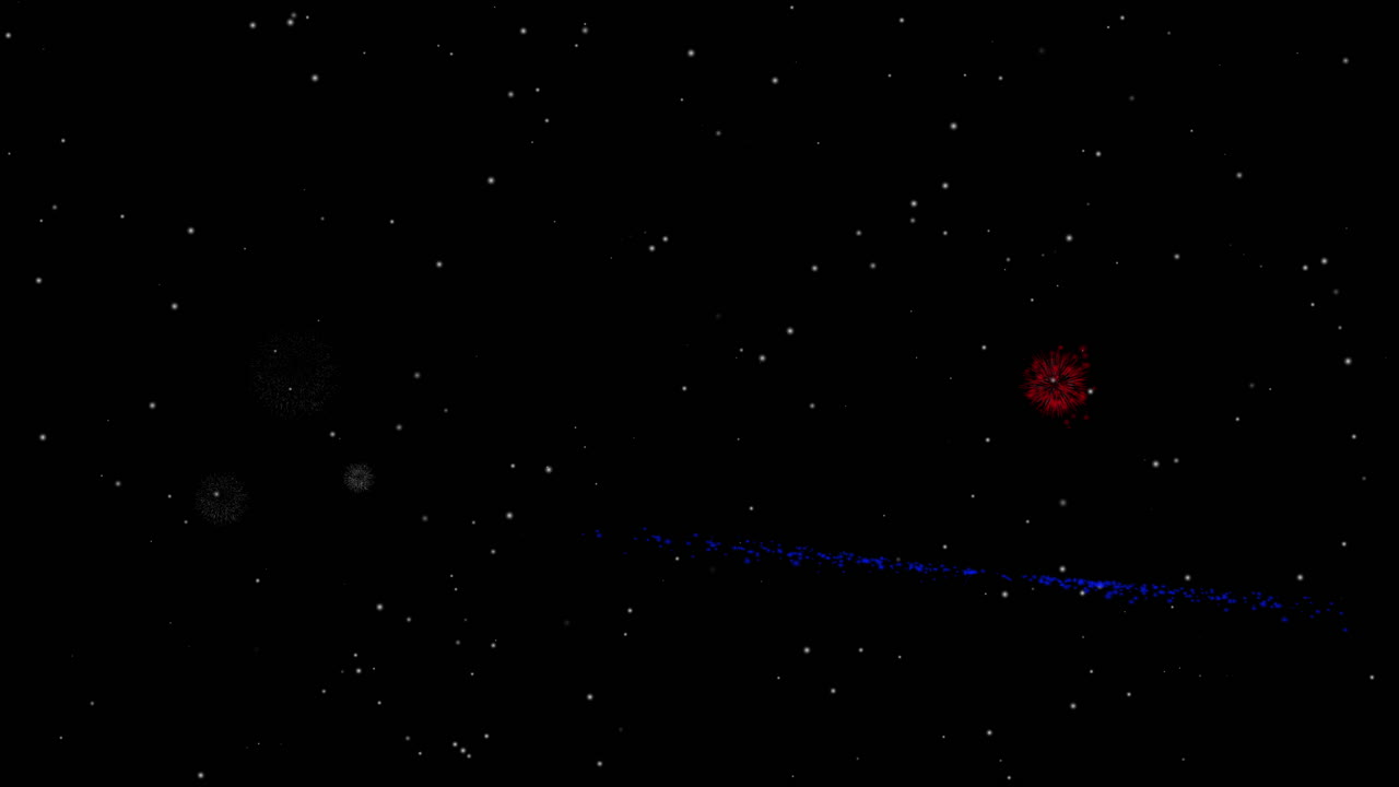 superposición de fondo de exhibición de fuegos artificiales, cuarto de julio, víspera de año nuevo en rojo, blanco y azul, con una cantidad moderada de fuegos artificiales