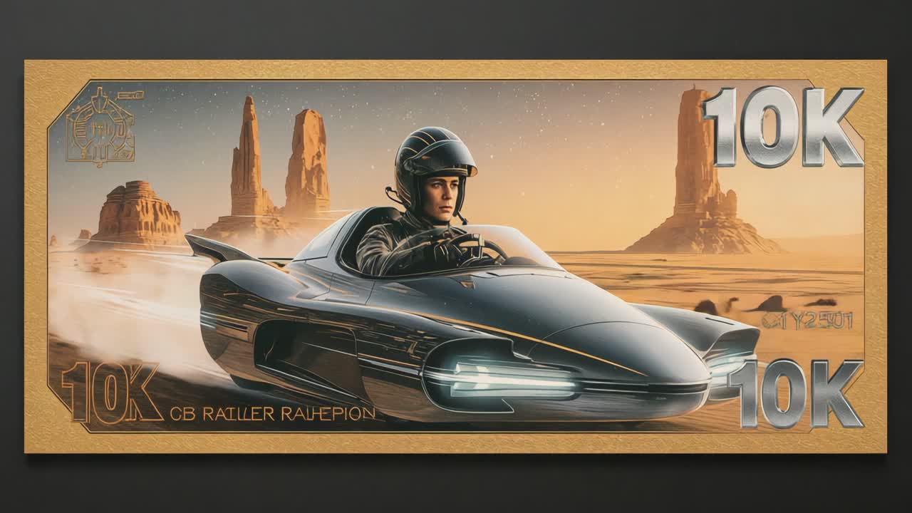 A futuristic racing car in the desert