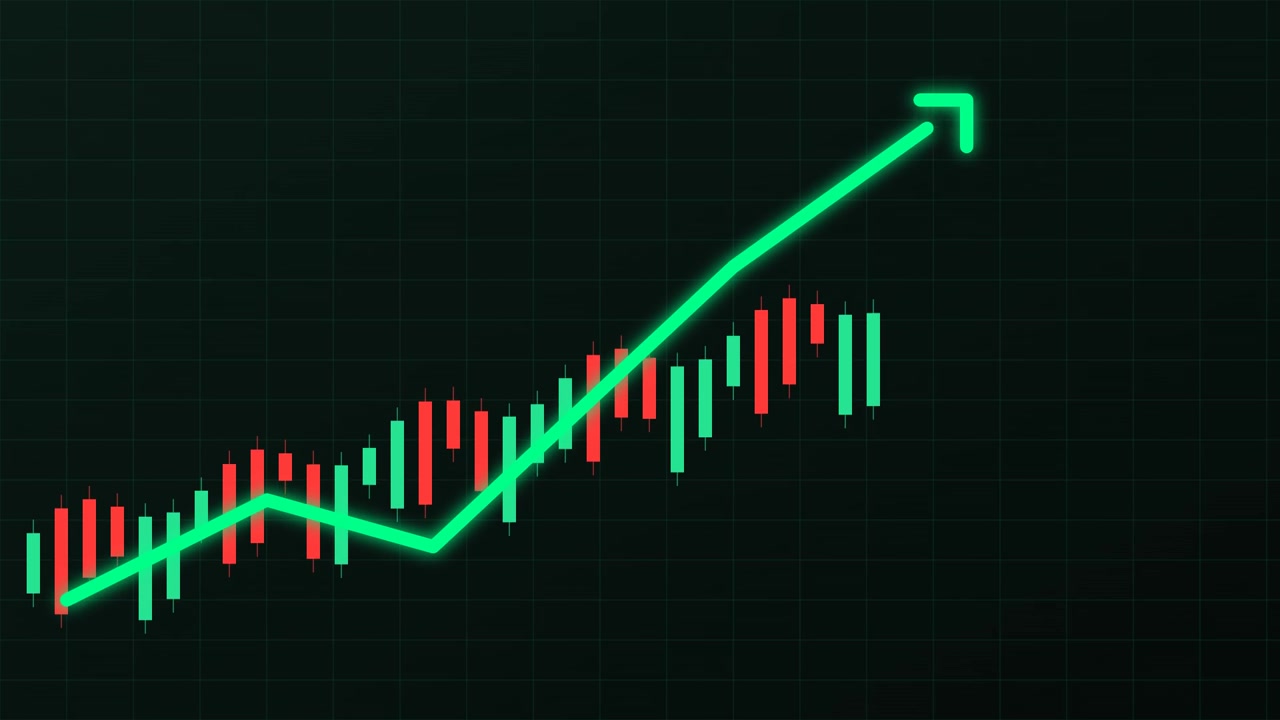Animated Stock Market Candlestick Chart Showing Upward Trend