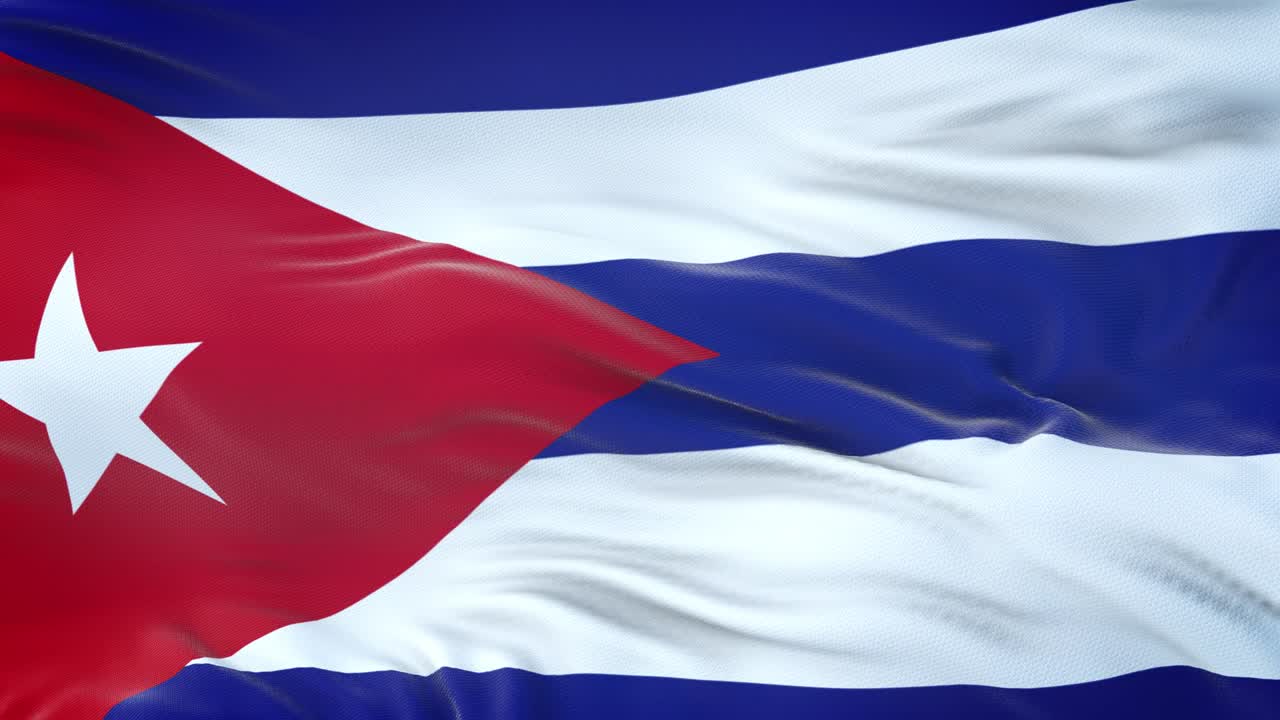 Bandiera di Cuba che sventola al vento con texture del tessuto altamente dettagliata. Loop continuo