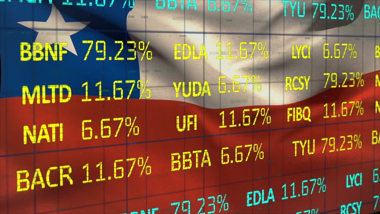 animación del procesamiento de datos sobre la bandera de chile