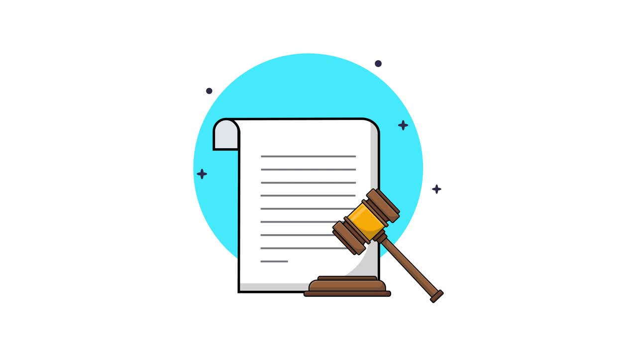 Animated Document and Judge's Gavel Illustration