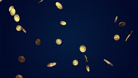 3d golden bitcoins explosion bitcoin sign and bitcoin symbol loop background animation
