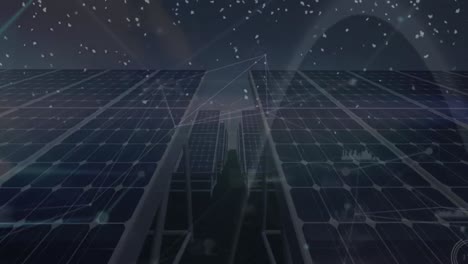 Animation-Des-Netzwerks-Von-Verbindungen-über-Solarpaneele