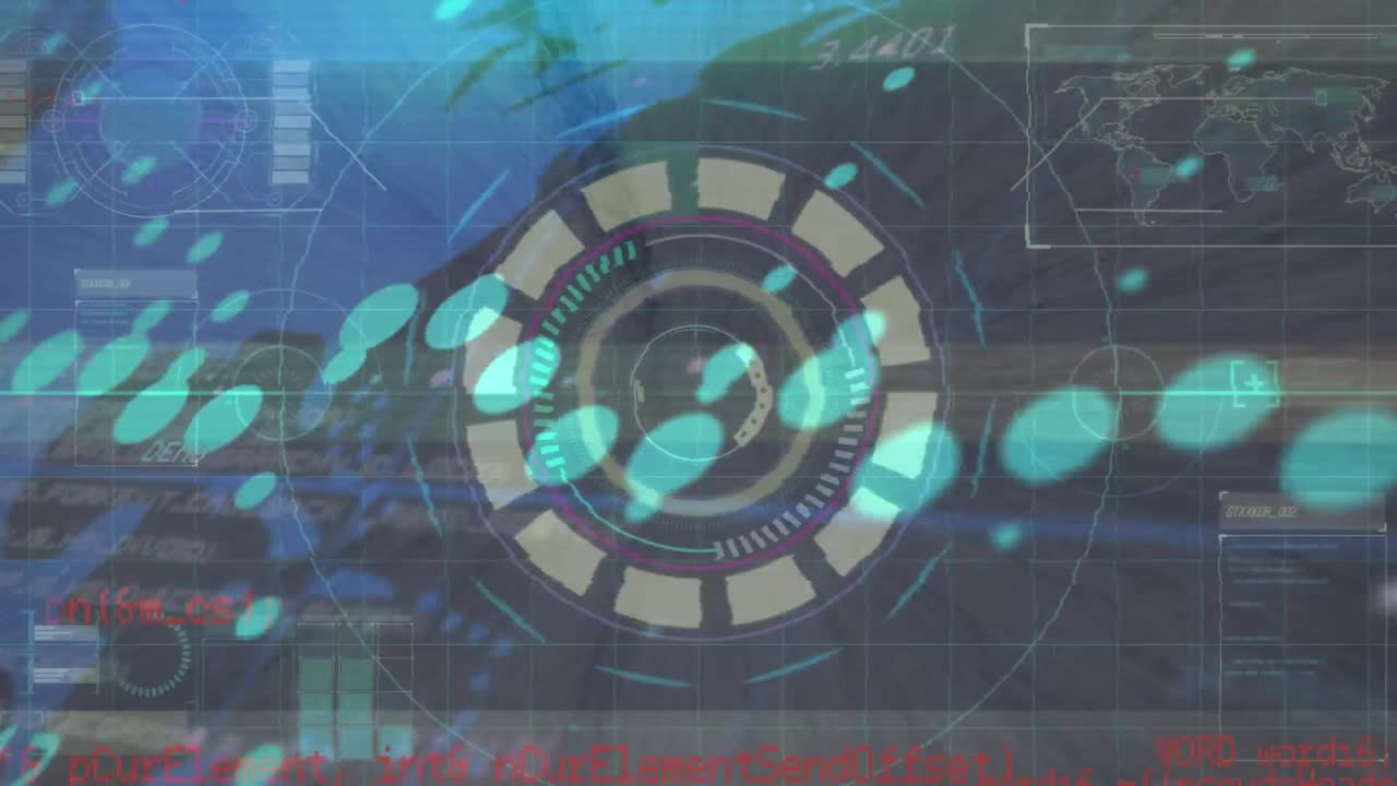 animación del procesamiento de datos sobre el escaneo del alcance