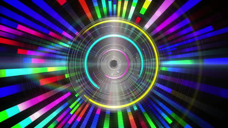 coloridas líneas diagonales parpadeantes y círculo giratorio