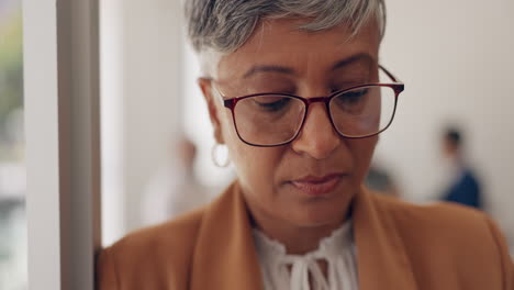 business woman, face and senior executive