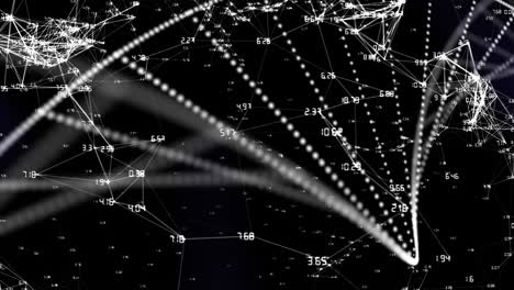digital animation of dna structure spinning against network of connections on blue background