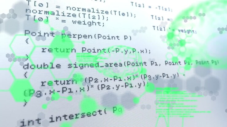 Animation of computer and scientific data processing on white background