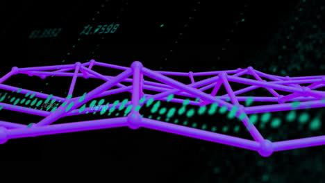 gráfico 3d y animación de datos numéricos sobre fondo oscuro con dígitos verdes