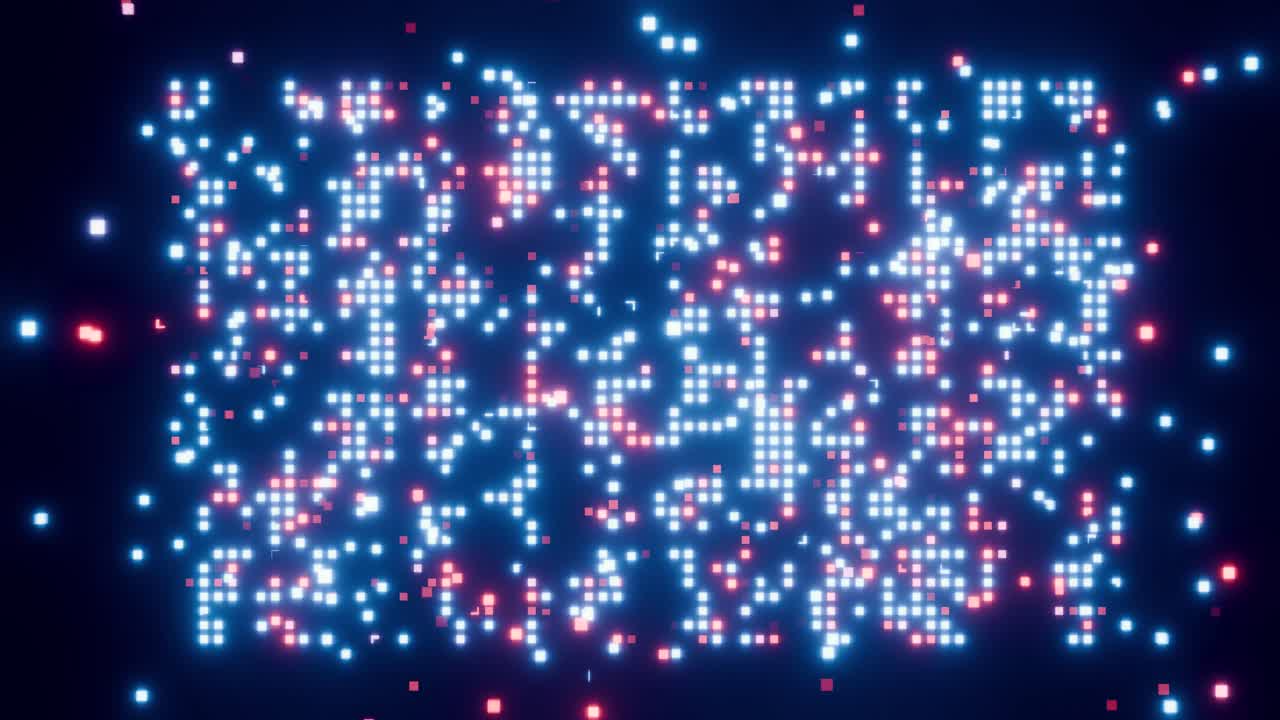 Dynamic Flickering Blue and Red Pixel Grid Background