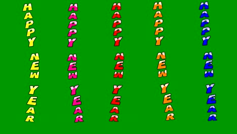 feliz año nuevo cuerdas gráficos de movimiento con fondo de pantalla verde