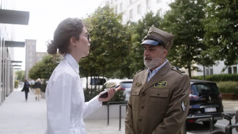 man and woman having a conversation