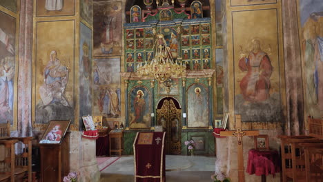 an art of most beautiful architecture of an orthodox church inside panning view