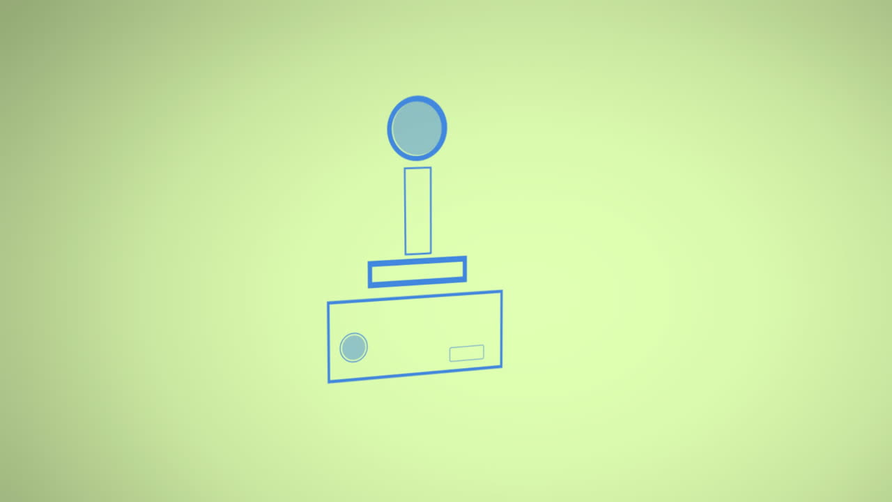 Animation af blå videospil-joystick over grøn baggrund