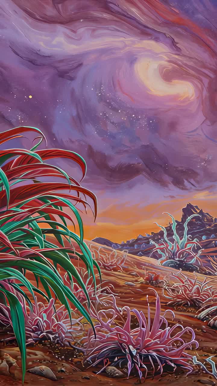 Vertical video: Panning camera starting right on wall to reveal mural art, showing fronds, anemones