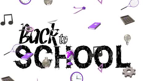 Animation-Von-Bildungssymbolen-Mit-Text-„Zurück-Zur-Schule“-Auf-Weißem-Hintergrund