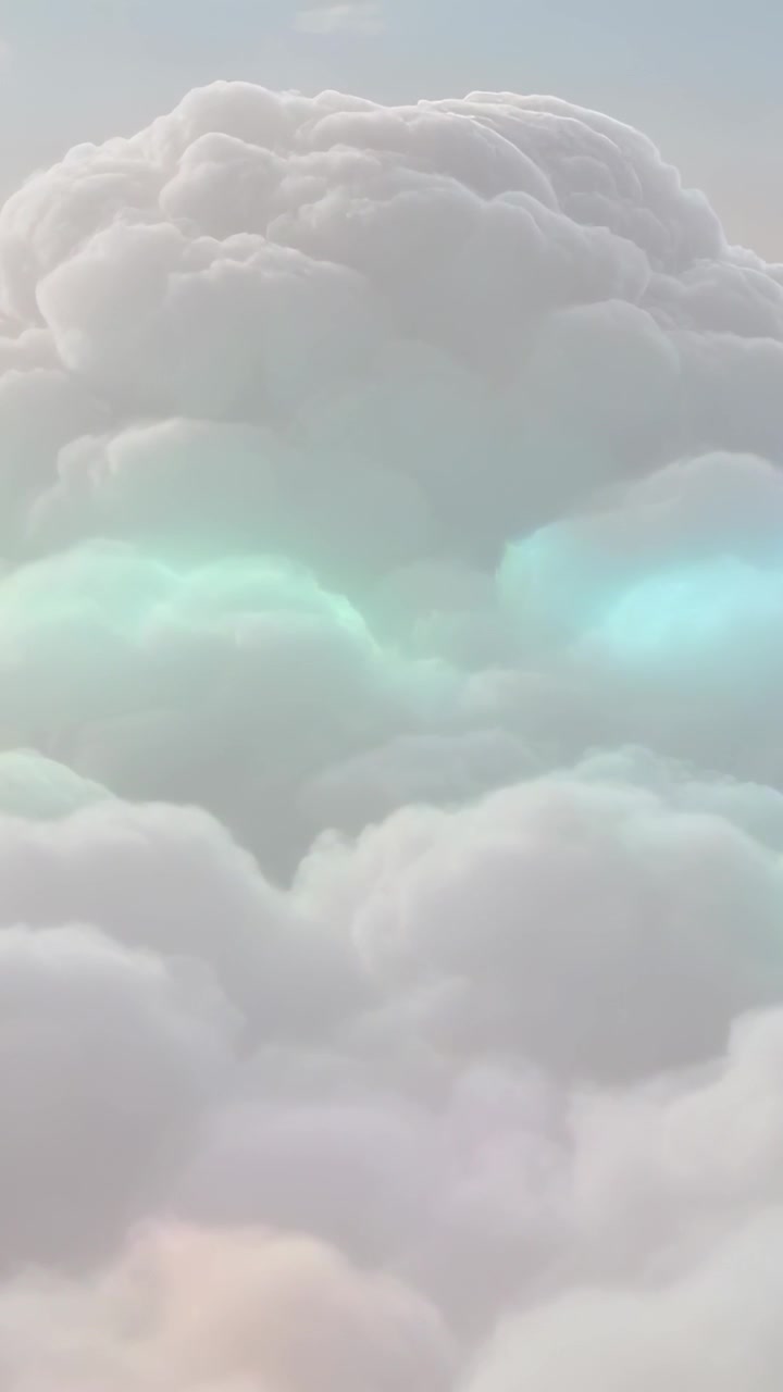 Vertical video: Sunlight filtering large cumulus cloud mass shifting pastel bands across aerial sky