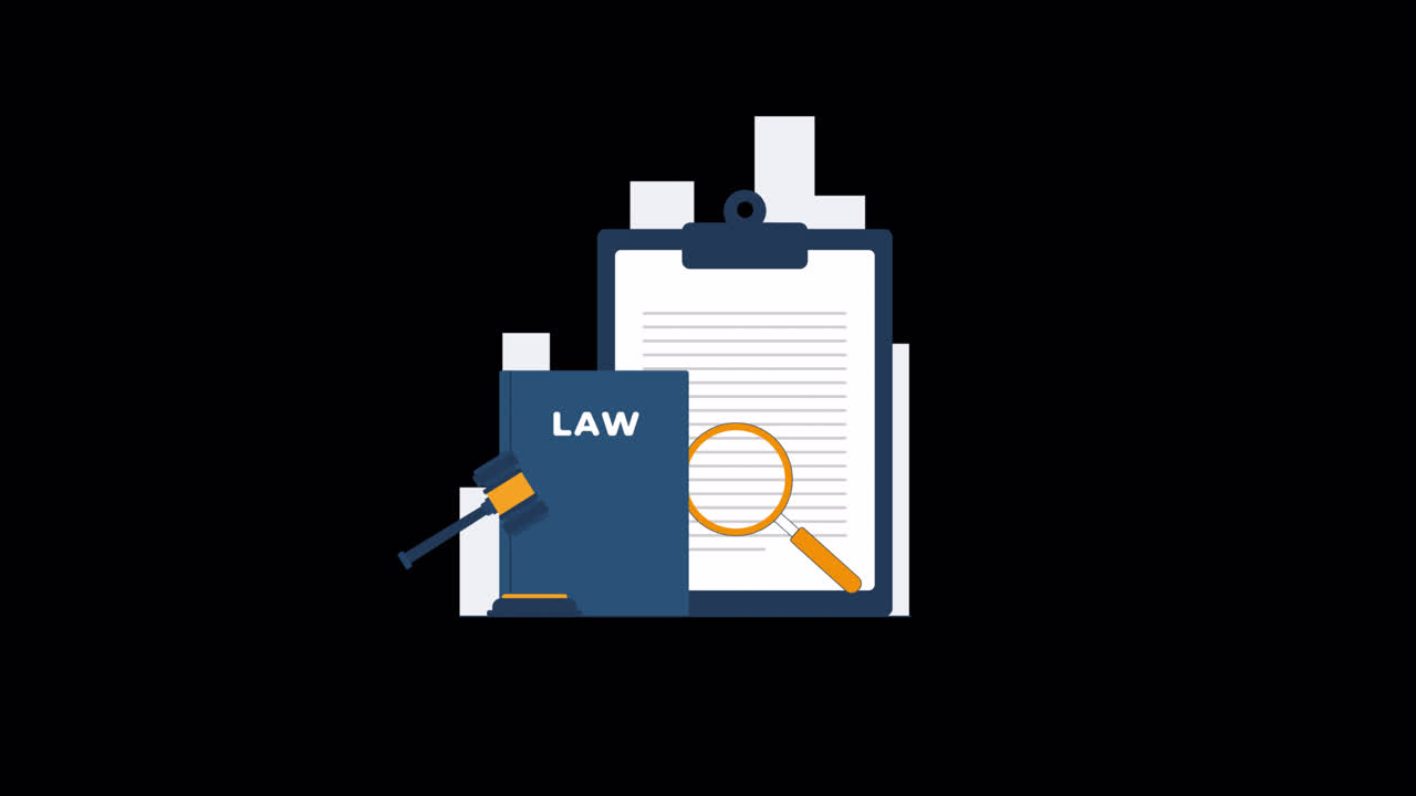 Animated Illustration of Legal Research and Justice Concepts