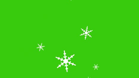 copos de nieve de confeti blancos cayendo en la pantalla verde