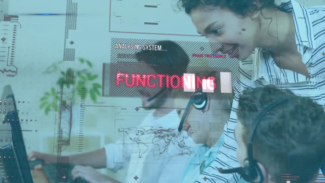 procesamiento de datos y gráficos que aparecen sobre el grupo de trabajadores del centro de llamadas