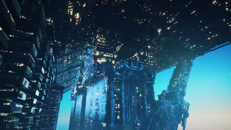 futuristic city in the sky with advanced architecture and bright lights