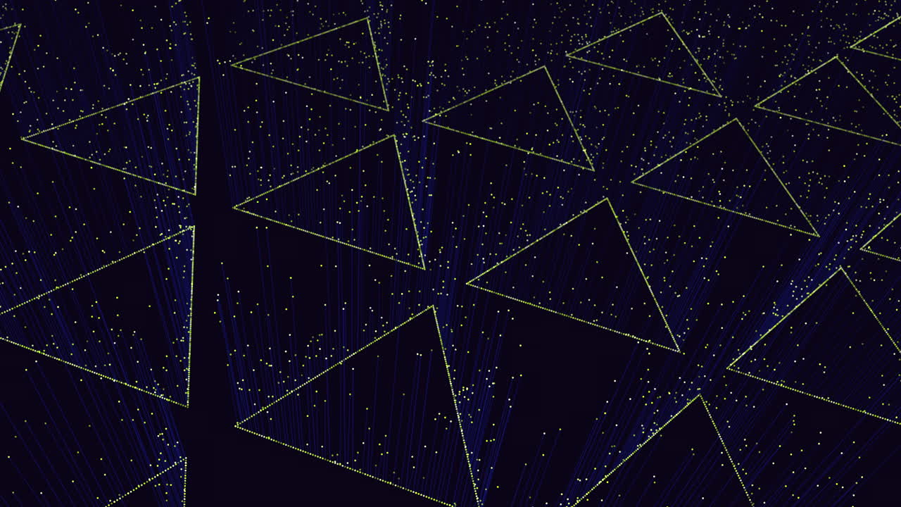 작은 점과 선이 있는 미래형 삼각형 패턴