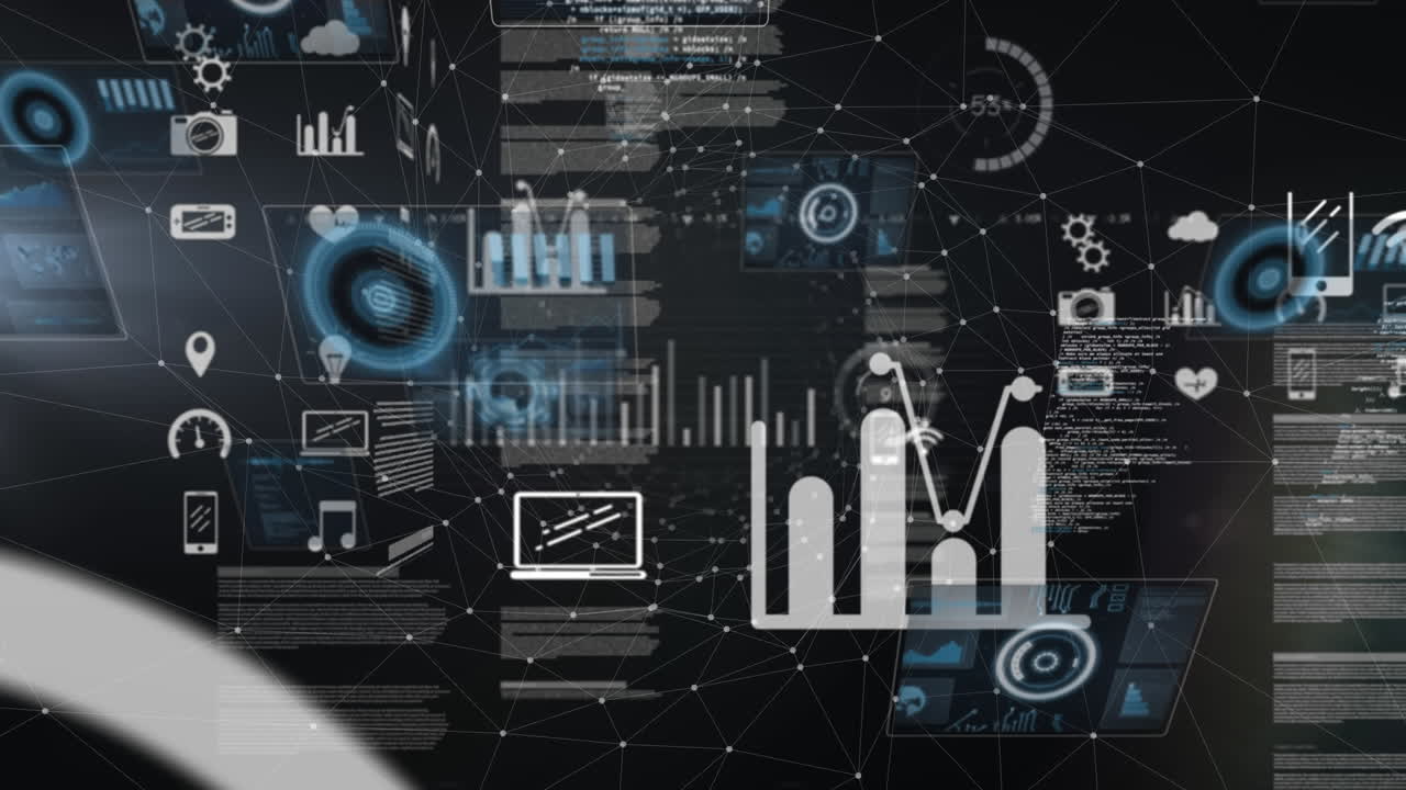 Animation of data processing over media icons