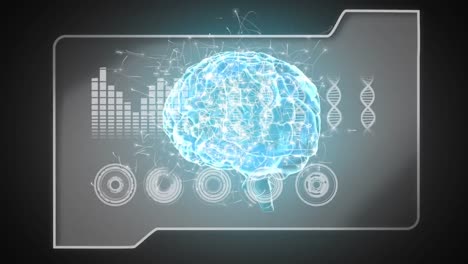 cerebro digital y gráficos con doble hélice de adn