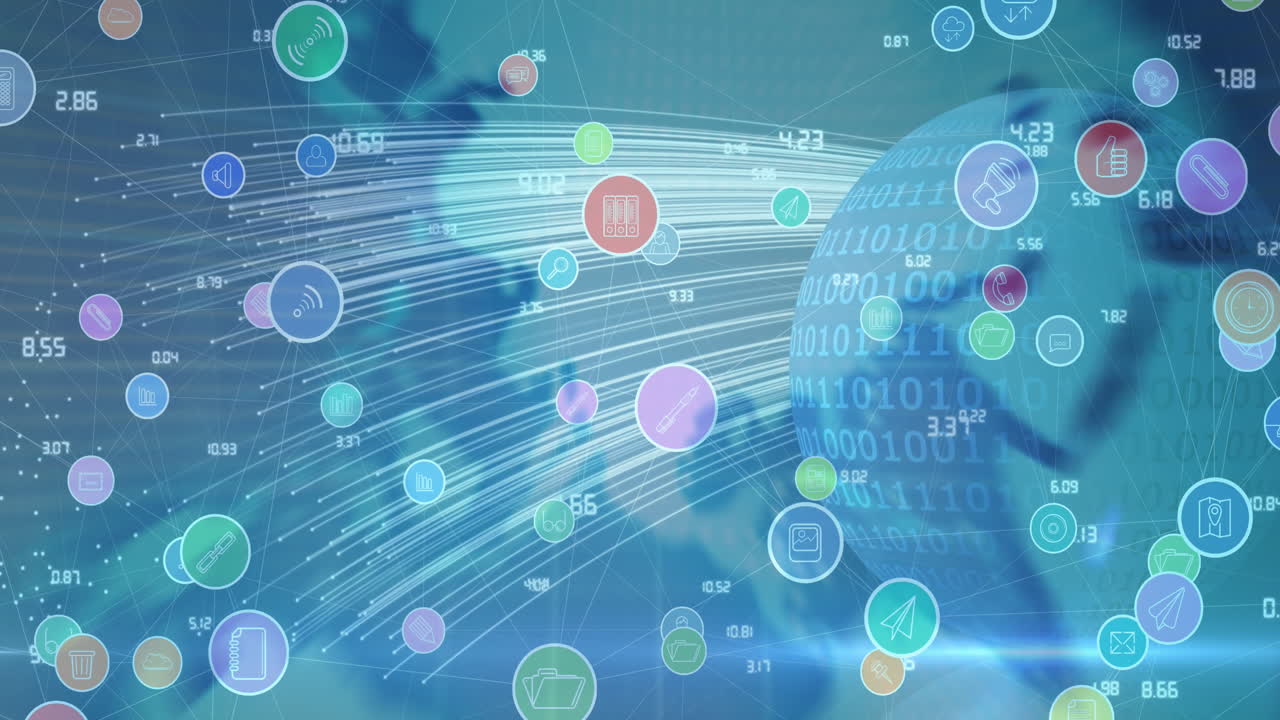 디지털 화면에서 데이터 처리 및 아이콘의 애니메이션