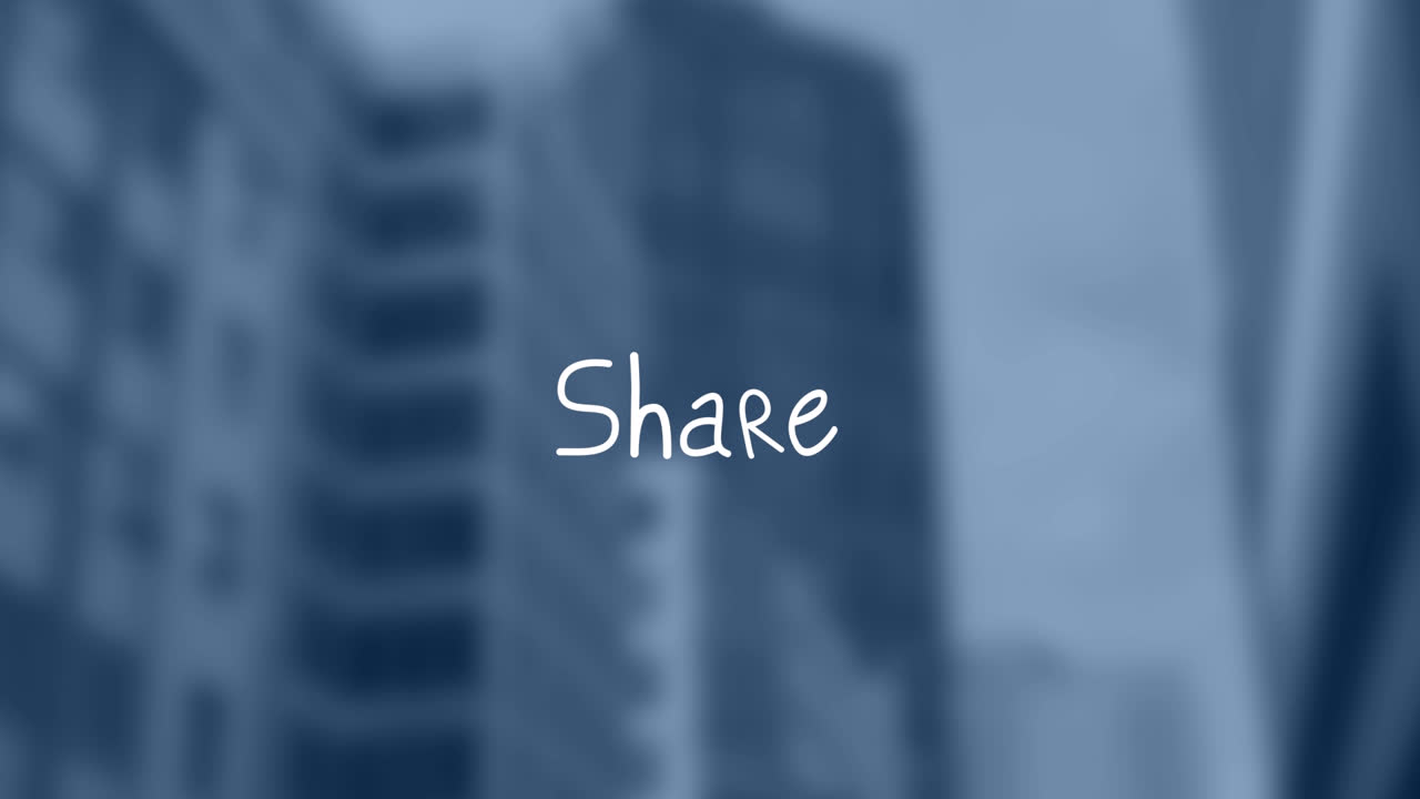 Animation of share text over blurred background