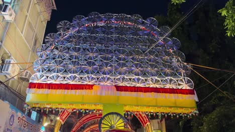during this time of durga puja, one of the main festivals of bengalis, people throng the idol premises in large numbers to see the goddess.