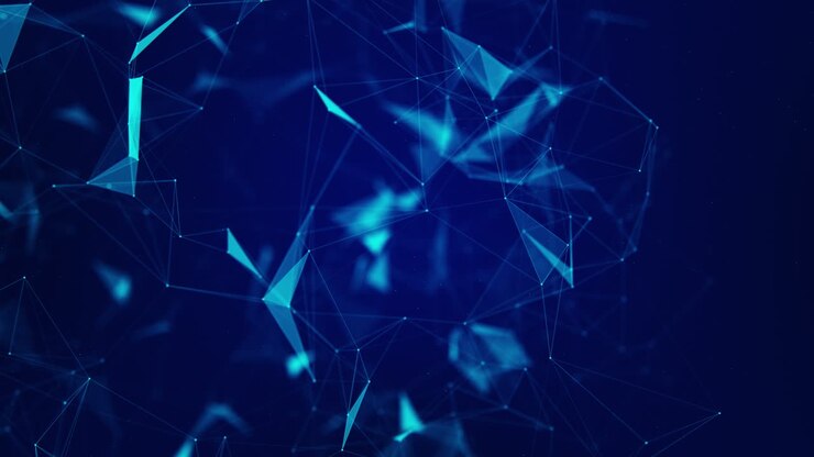 Sfondo tecnologico di rete poligonale astratta, punti, linee, connessione di rete, spazio, dati low poly